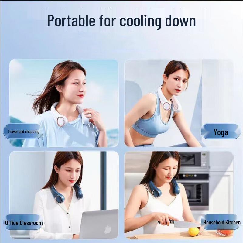 Portable Long-Lasting Battery Neck Fan with Low Noise