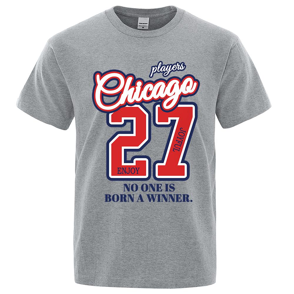 27 Number No One Is Born Winner Print Male Tshirt Oversized Loose T Shirts Cotton T Shirts Hip Hop Breathable T-Shirt Couple