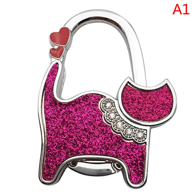 Cat Shape Folding Handbag Hook Holder Purse Hanger Table Edge Hanging Hooks
