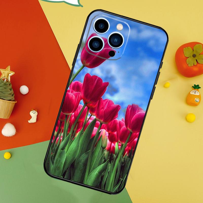 Tulips Flower Phone Case For iPhone 17 Pro Max 16 15 13 12 11 14 Pro Max Plus 12 13 Mini 16e 17 Air Cover
