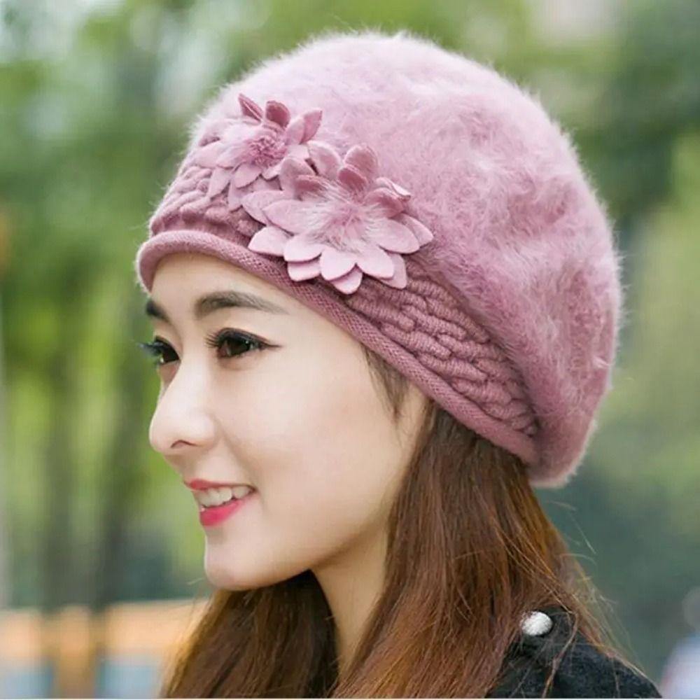 Casual Keep Warm Cap 5 Colors Rabbit Fur Cap Accessories Knitted Visor Winter