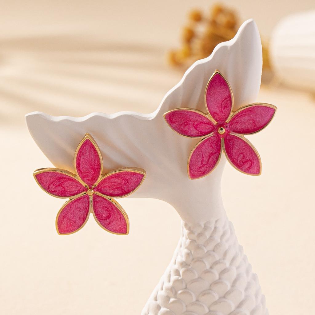 Flower Enamel Glaze Stud Earrings Female Japanese And Korean Simple Fashion Petal Temperament Earrings