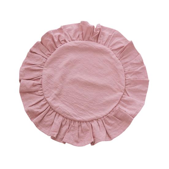 Rustikální prostírání Jednobarevné Kulatý tvar Volánkový okraj Prostírání na odpolední čaj Měkká praná bavlna Podložka na stůl Jídelna Kuchyně Párty Rustikální výzdoba stolu