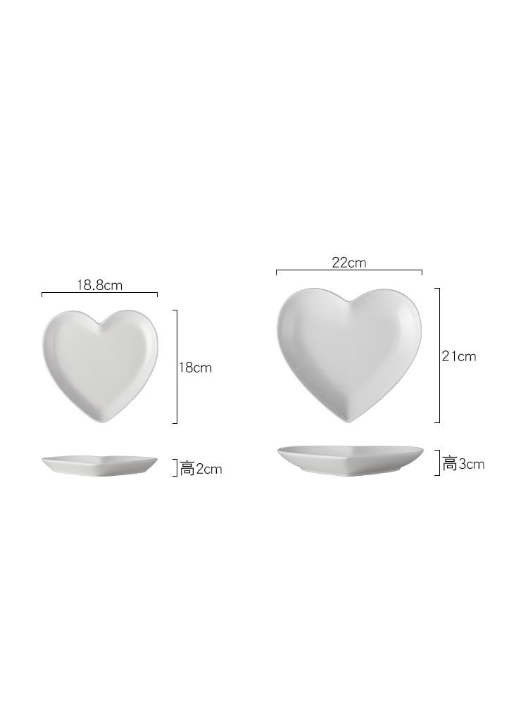 Creative White Heart-shaped Ceramic Plate Home Breakfast Dessert Bread Plate Cooking Bowl Dish Irregular Dishes Kitchen Utensils