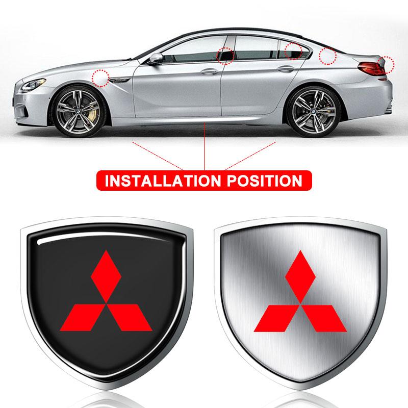 1Pcs 3D Metal Auto Door Shield Emblem Car Body Badge Sticker Styling For Mitsubishi Outlander I200 Pajero Eclipse ASX Lancer Space Delica Ex