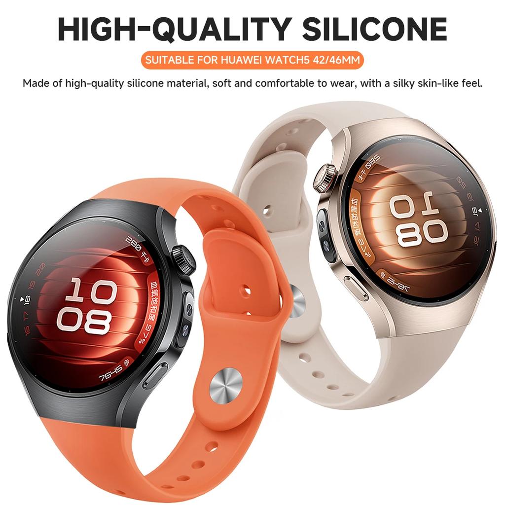 Soft Silicone Watch Strap For Huawei Watch 5 46MM No Gaps Sport Band Bracelet For Huawei Watch 5 42MM Wrist Band Watchbands