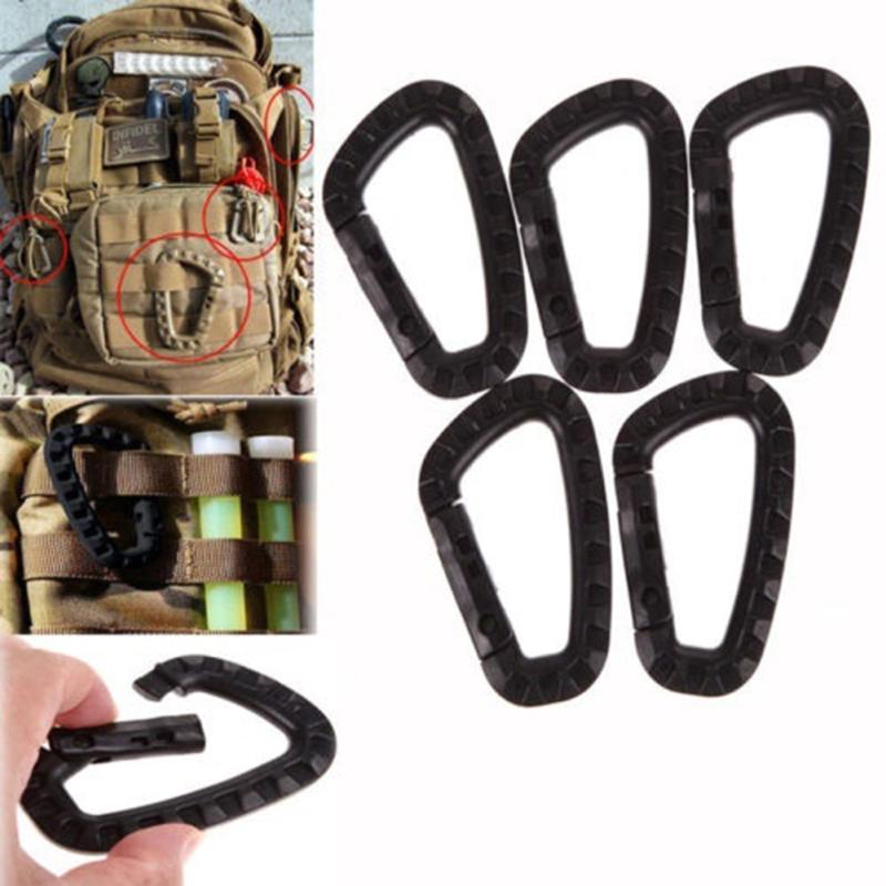 5 Pcs/ Set D Ring Key Chain Clip Hook Outdoor Carabiner Camping Buckle Snap