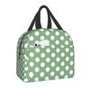 Black and White Polka Dots Lunch for Women | Portable Insulated Thermal Cooler Lunch Box Work School Travel Picnic Bags, Oxford