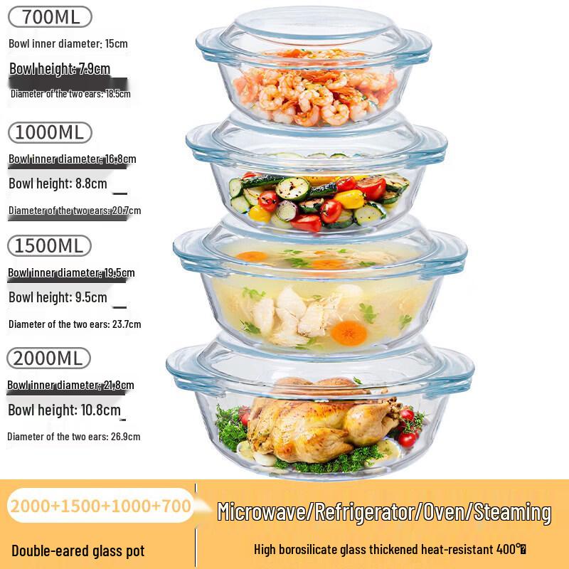 Qiwei High Borosilicate Glass Bowl with Lid