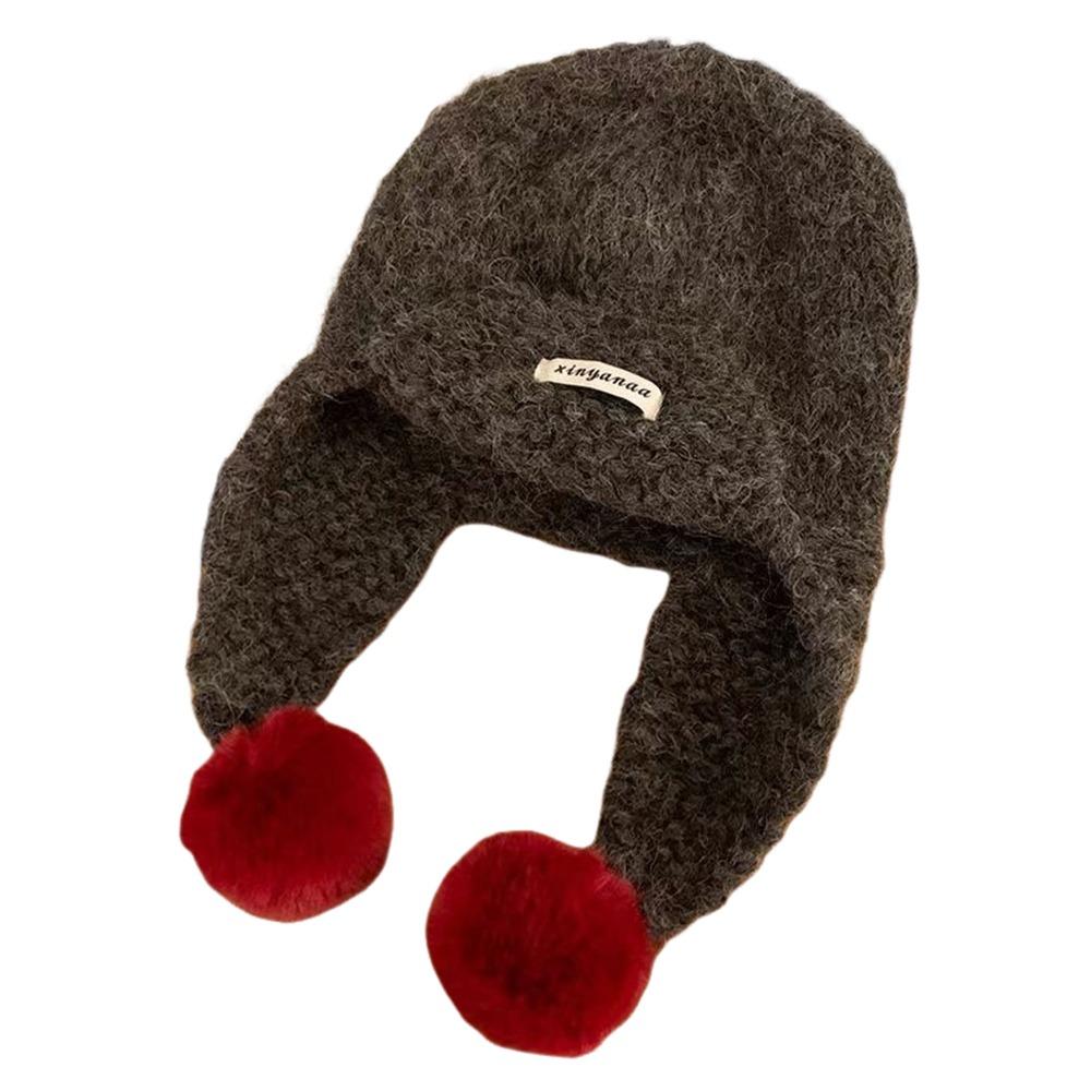 Warm Knitted Cap Polyester Earmuffs Hat High Quality Pullover Hat  Running Hiking