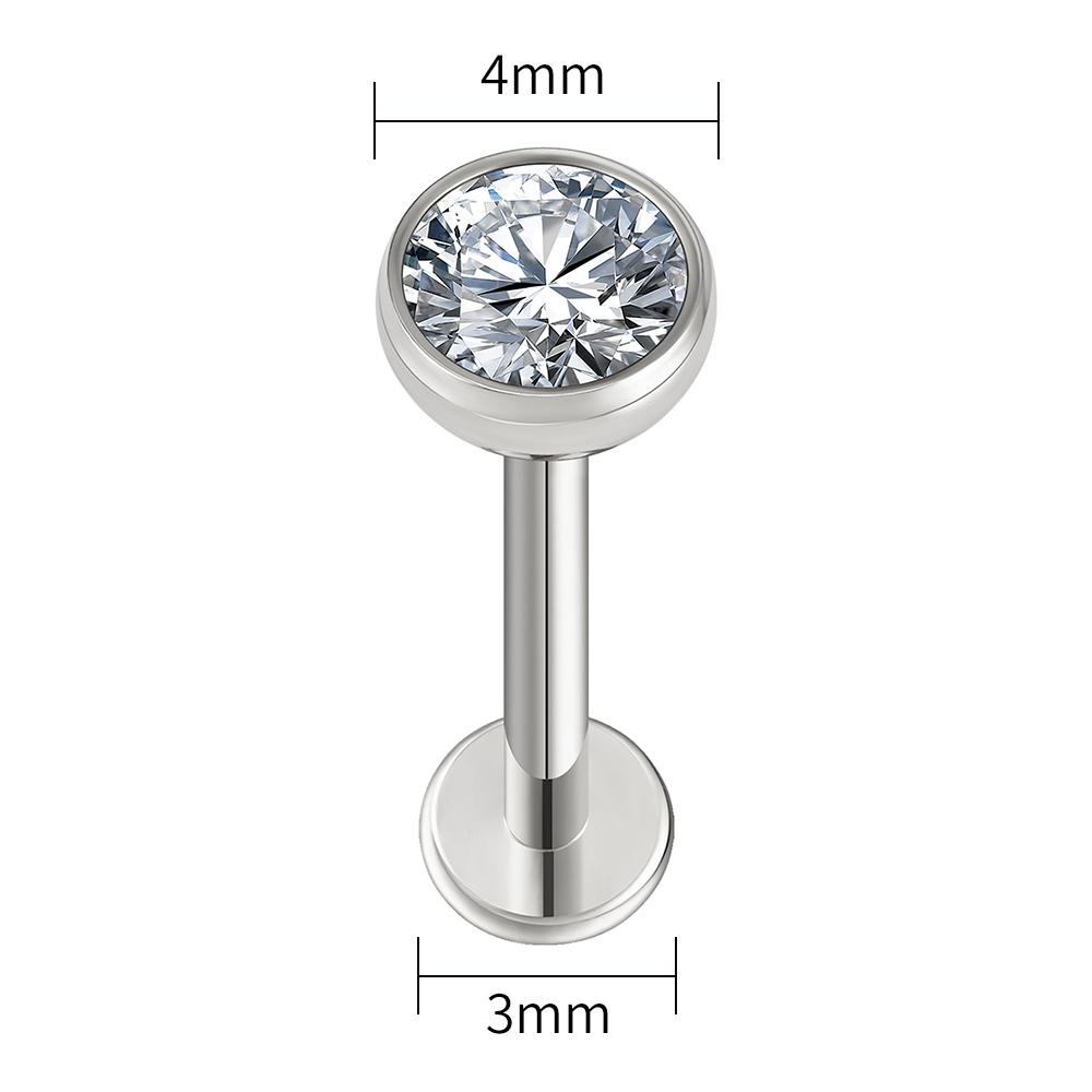 Right Grand ASTM F136 Titanium 18G/16G Threadless Push Pin Flat Back Stud 2/2.5/3/4mm CZ Cartilage Tragus Helix Nose Piercing