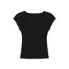 Red square neck short-sleeved T-shirt women's summer new front shoulder tight Spice Girl short slim and thin bottoming shirt top