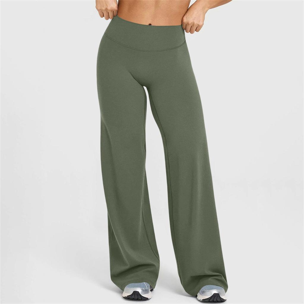 Women's High-Waist Flare Loose-Fit Straight Yoga Pants For Outdoor Sports
