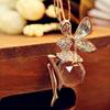 Eleganter Charme Große Kristallflügel Engel Anhänger Halskette für Damen Herren Vintage Schöne Fee Lange Pulloverkette Hochzeits Schmuck