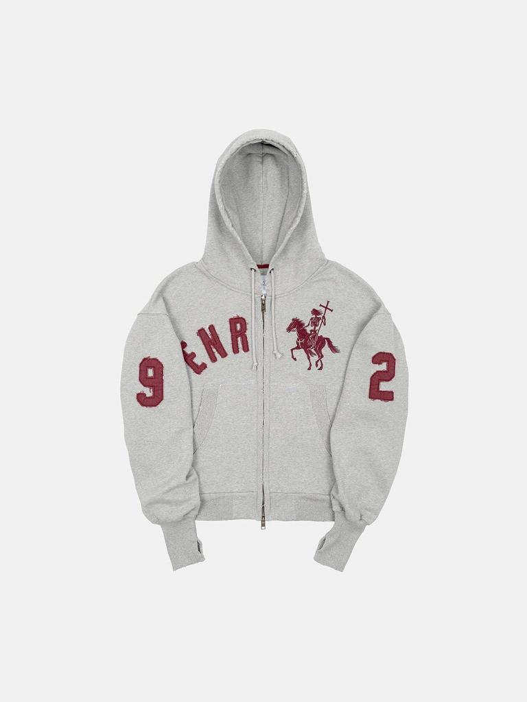 Sweat à capuche zippé personnalisé américain sticker broderie ample tendance style hip hop street sens du design pull identique pour hommes et femmes