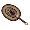 Vintage Seagrass Woven Fan Colorful Striped Patterns Summer Cooling Fan  Home Decoration