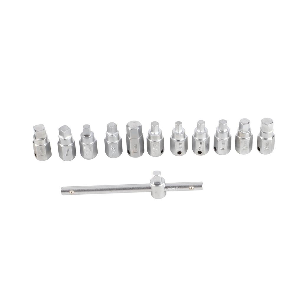 12 Pcs Drain Plug Key Socket Set Axle Oil Sump Spanner Wrench Steel Car Repair Tools for Engine Gear Box