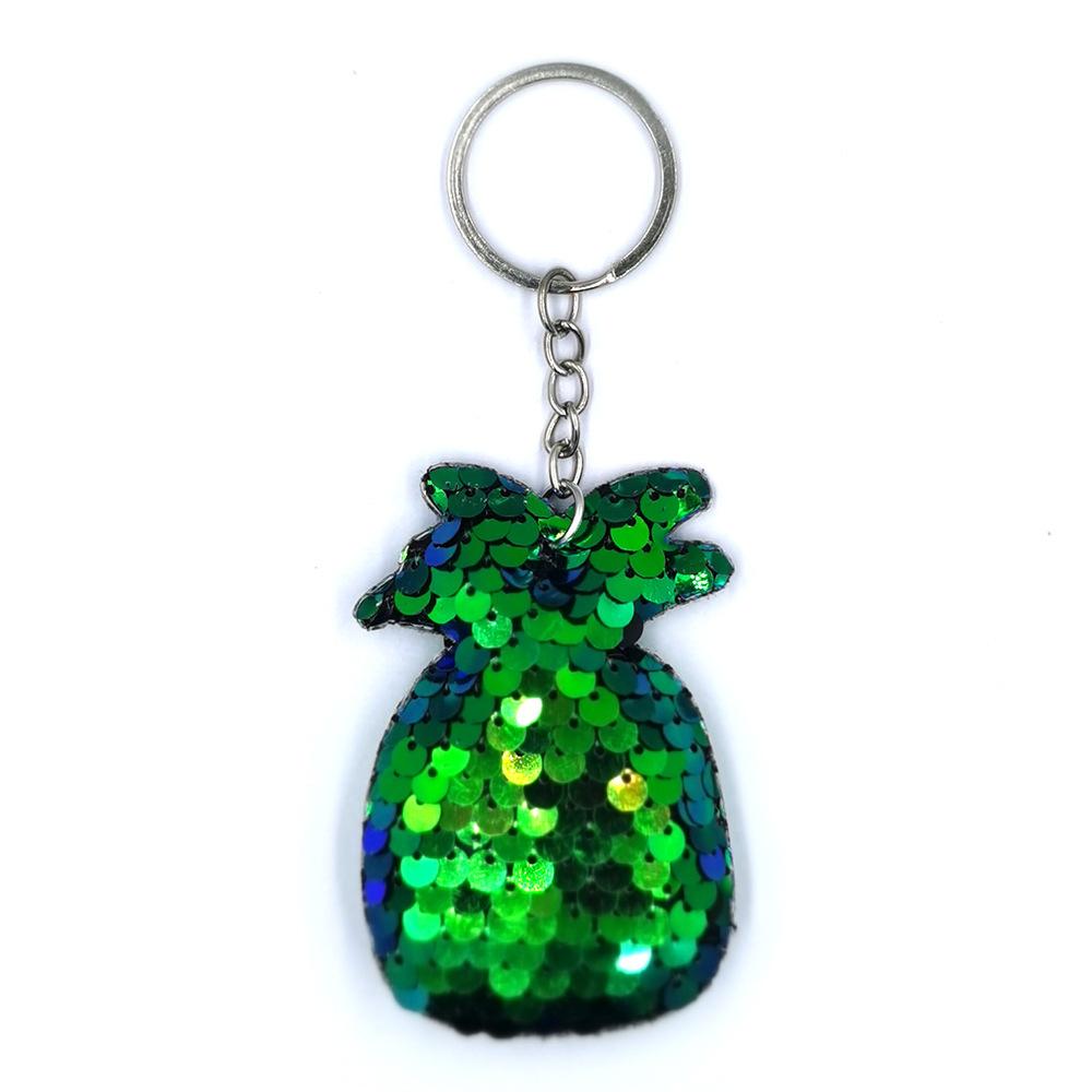 

Reflective Pineapple Keychain Shiny Surface Durable Metal Key Ring Accessory for Bags and Keys Stylish Lightweight Design One Size зелёный