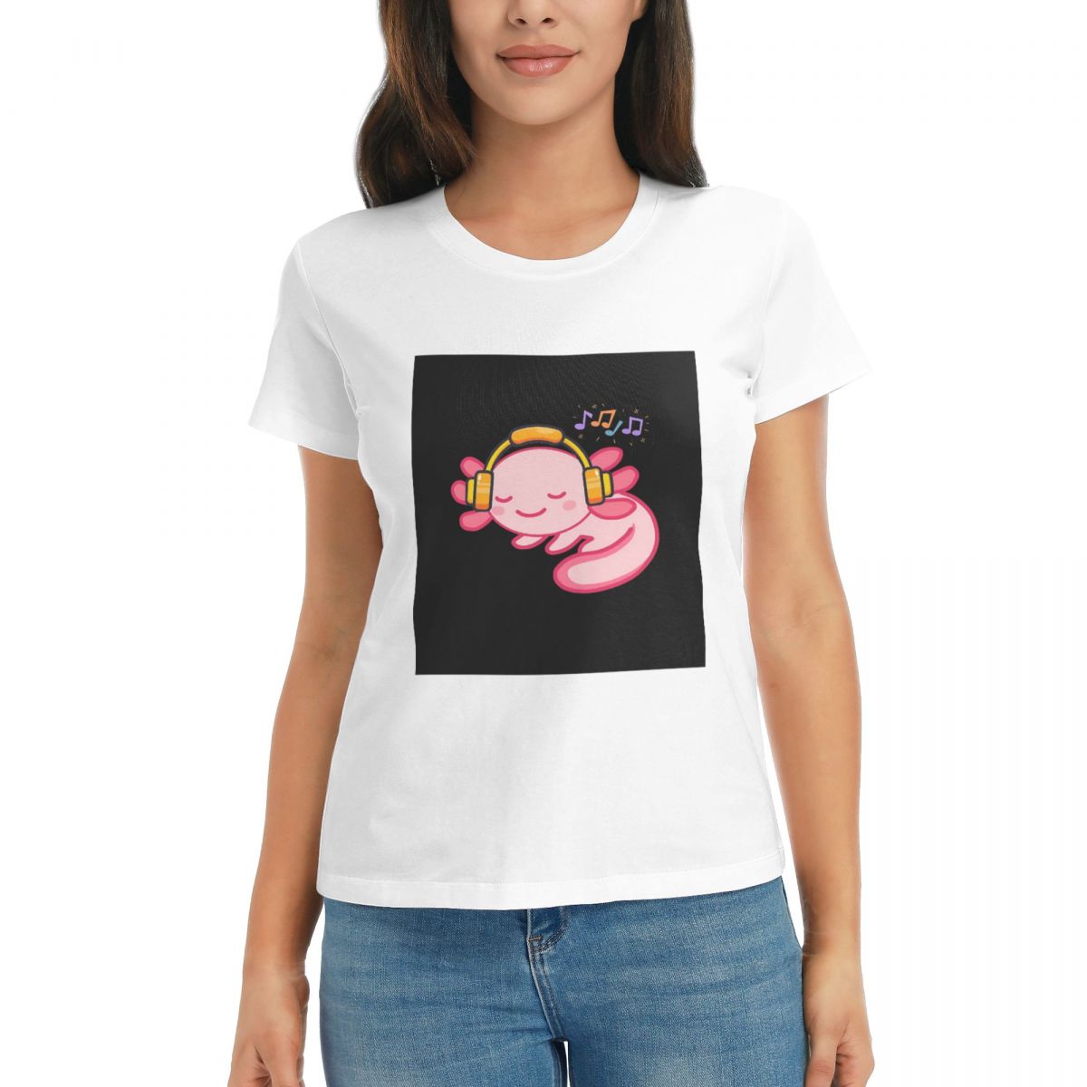 

Women TShirt Axolotl Sea Animal Summer Short Sleeve Tees Crew Neck Cotton T Shirts Clothes Tops Streetwear S