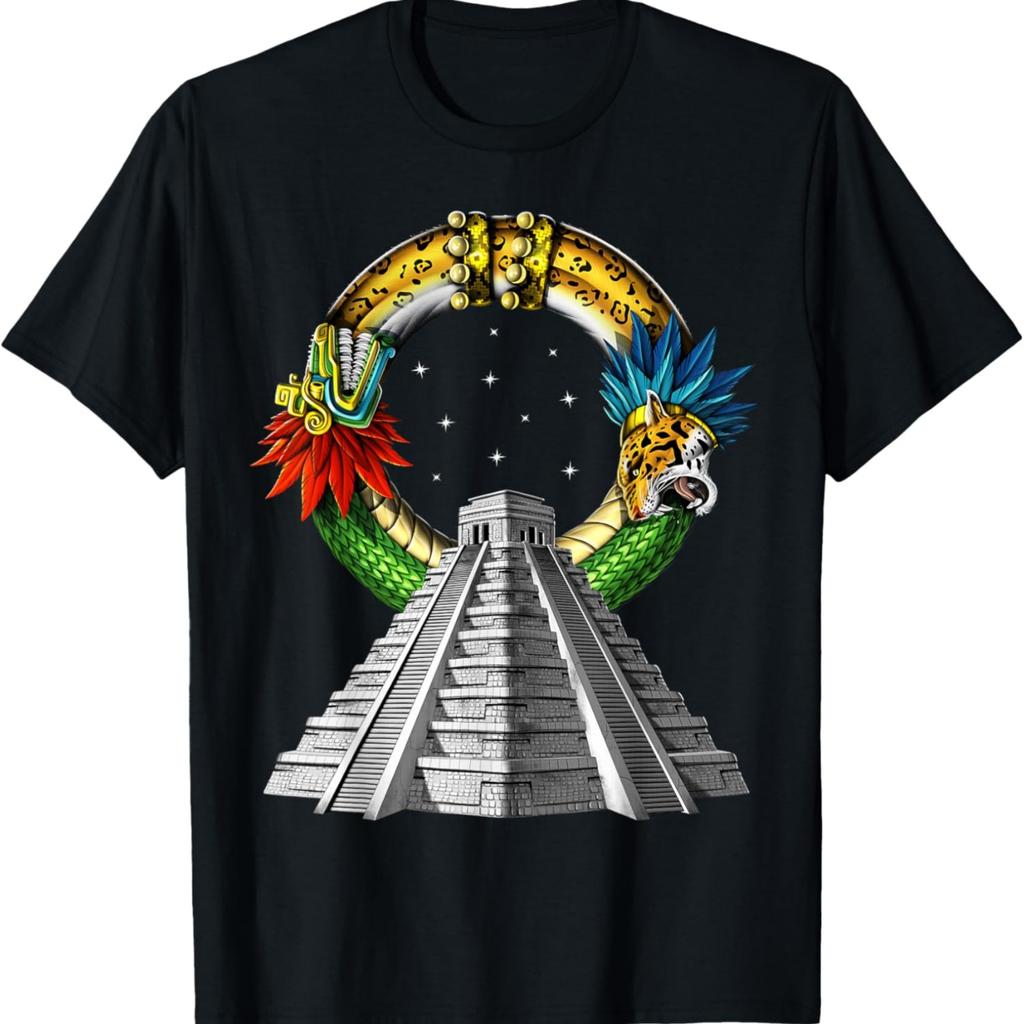 Aztec God Quetzalcoatl Aztec Pyramid Ancient Mayan Mythology T-Shirt