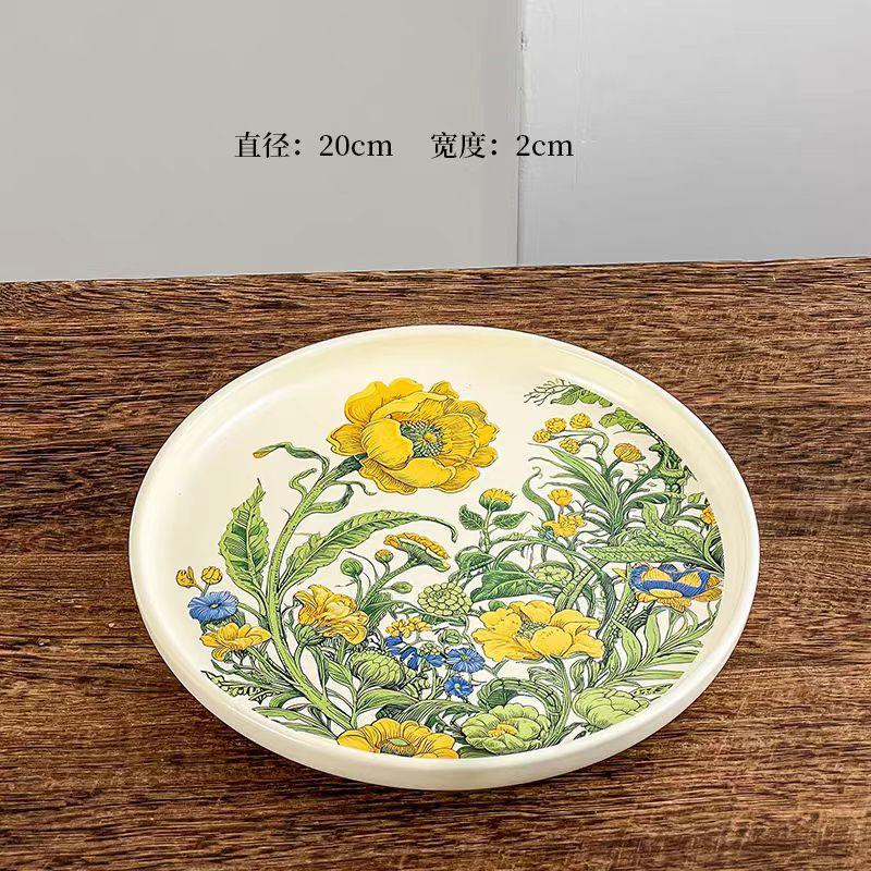 Retro Kwiatowy Naszkliwny Ceramiczny Zastawa Stołowa Talerz Sałatkowy Talerz Głęboki Talerz Calowy Talerz na Warzywa Wysoki Zmysł Wysoka Wartość Gospodarstwo Domowe