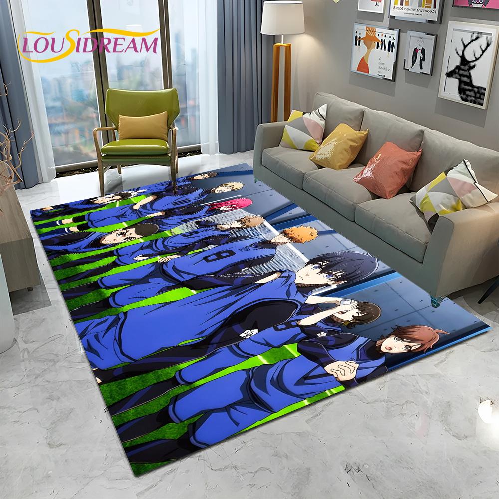 Teppich mit Cartoon-Motiv, blaues Schloss, Fußball, Anime, für Zuhause, Wohnzimmer, Schlafzimmer, Sofa, Fußmatte, Dekoration, Kinderspielbereich, rutschfeste Bodenmatte