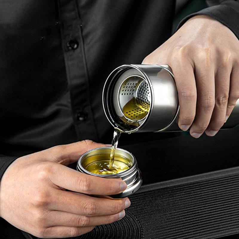 300ml/420ml Double Stainless Steel 304 Tea Vacuum Flask With Filter Leak-Proof Business Style Thermos Mug Thermal Bottle Tumbler