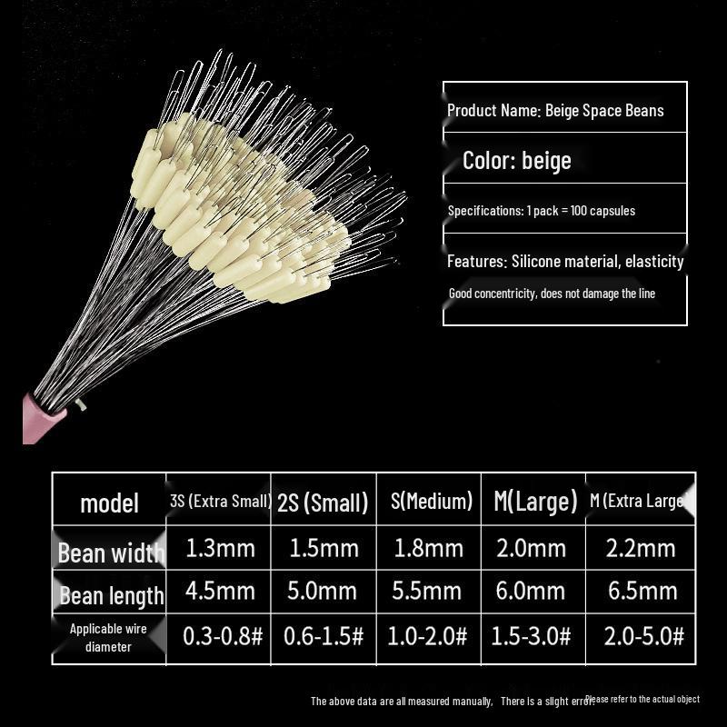 Premium Anti-Tangle Silicone Fishing Beads Set, 100pcs – High-Quality Space Bean Design for Superior Fishing Gear