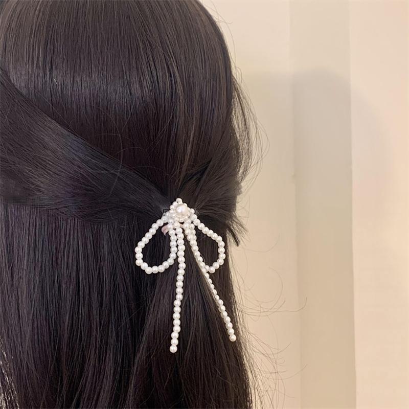 Artificial Pearls Bowtie Hairpin Duckbills Clip Barrettes Braids Clip Hair Decors