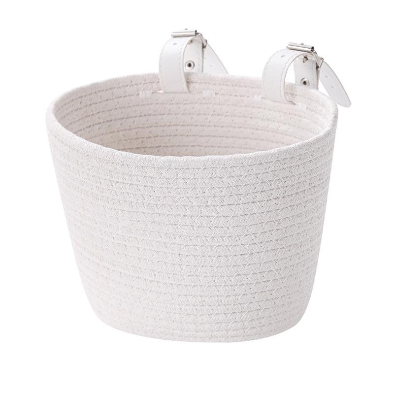 Kids Bike Basket Cotton Rope Woven Front Bicycle Basket for Boys Girls Bike Basket Kids Front Handlebar Basket for Scooter белый