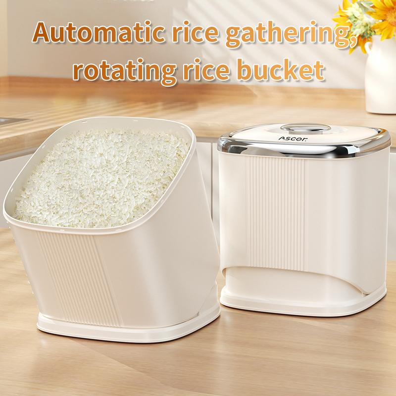 Rice Bucket Moisture Proof Grain Dispenser Rotating Kitchen Powder Storage Box Household Insect-proof Storing Rice Container Box