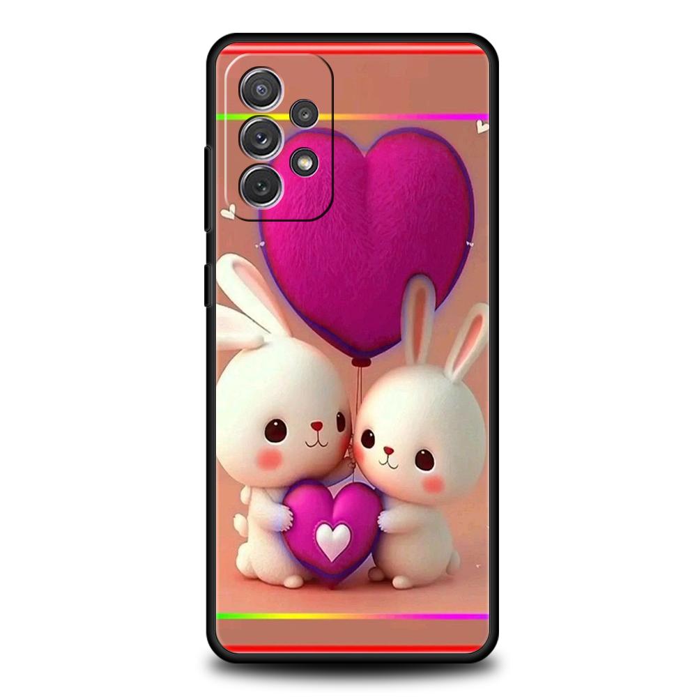 A Cute Rabbit With A Purple Hat Phone Case for Samsung Galaxy A15 A14 A25 A54 A34 A51 A71 A72 A73 A32 A52 A52S A21S 5G TPU Shell