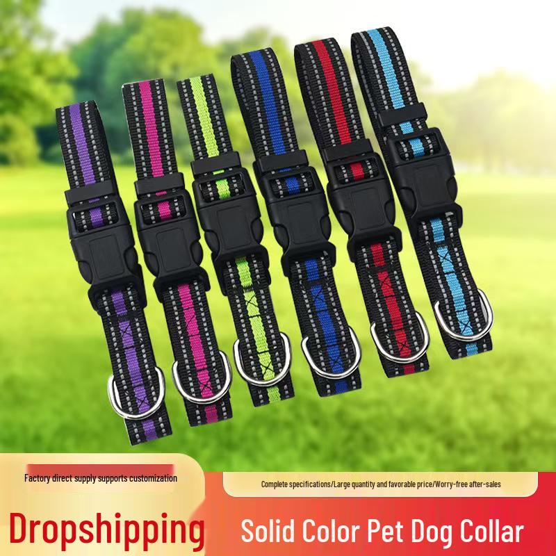 Reflective Adjustable Dog Collar for Nighttime Safety, Anti-Lost Design, Suitable for Small and Large Dogs