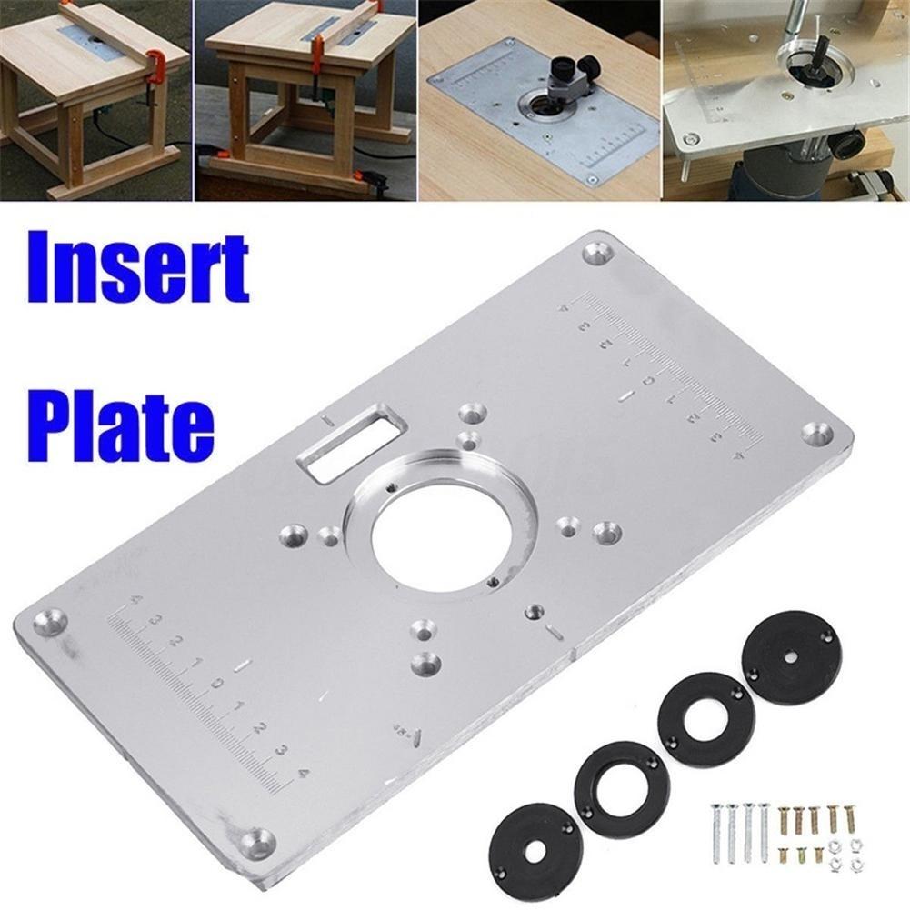 Aluminum Alloy Router Table Insert Plate with 4 Rings Screws For Woodworking Benches