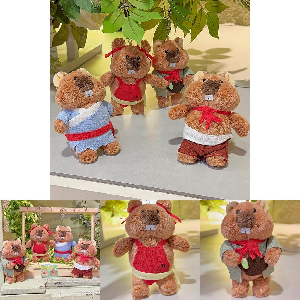 Ural Groundhog Cartoon Plush Keychain With Clothing And Scarf Design For Daily Carry