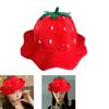 Red Plush Strawberry Hat Cartoon Strawberry Cosplay Fruit Hat Strawberry Headgear  Role Playing