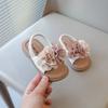 Toddlers Girls Beach Shoes Elastic Band Big Floral Kids Princess Sandals with Flowers Sweet Children Sandals 2025 Summer New Hot
