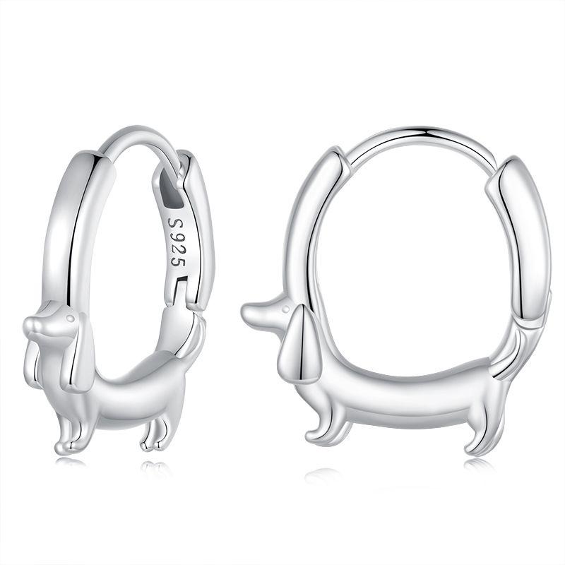 WOSTU Snake Dog Cat Ear Buckles Women 925 Silver Dachshund Hoop Earrings Girl Party Birthday Gift Minimalism Jewelry