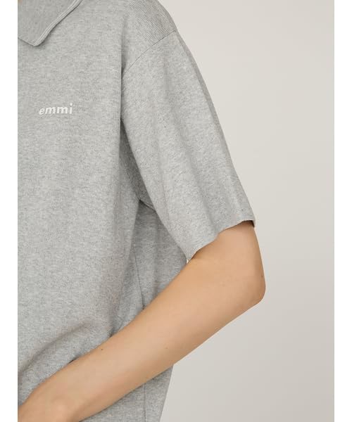 Emi Logo Knit Polo Free Size Top, 13WNT254051, Women's, LGRY,