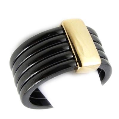 Ring Vergoldet 'Choreographie' schwarze Keramik