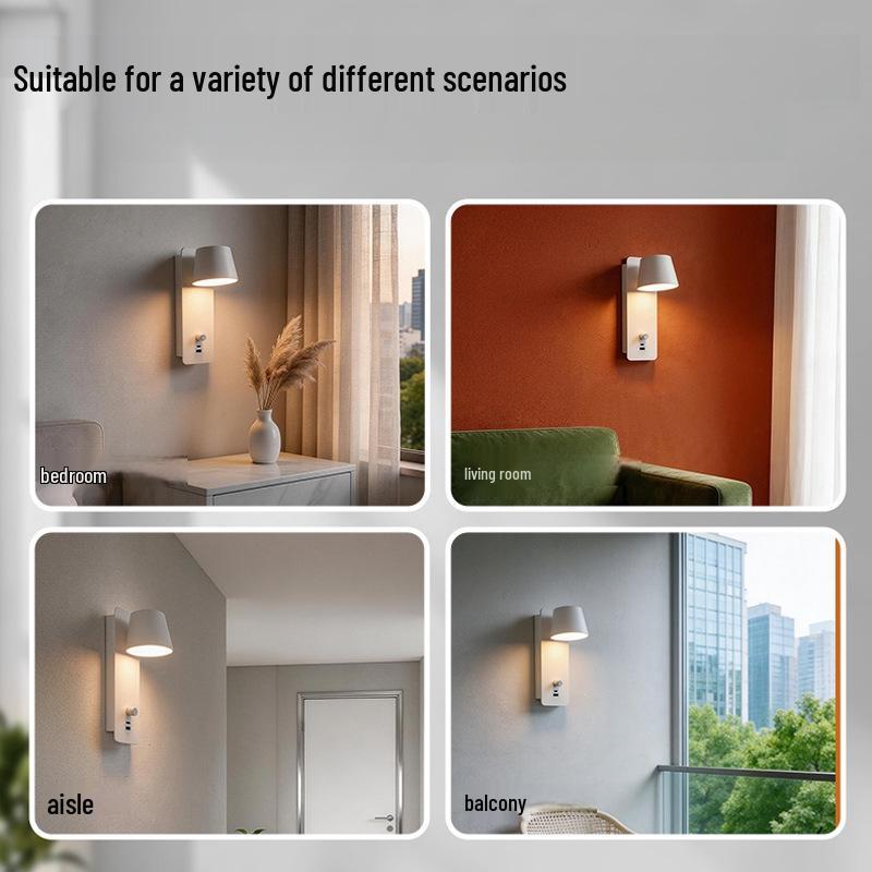 Stepless Dimming LED Wall Lamp with USB Charging - Metal Body, Wall-Mounted, No Tray, Ideal for Bedroom & Living Room