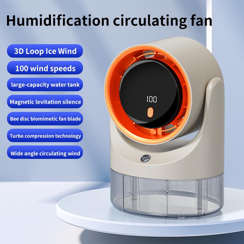 LYNXZ New Compact Mini Electric Fan with Single-Hole Mist Air Conditioner Ice-Cool Humidifying Circulating Fan 360° Adjustable бежевый