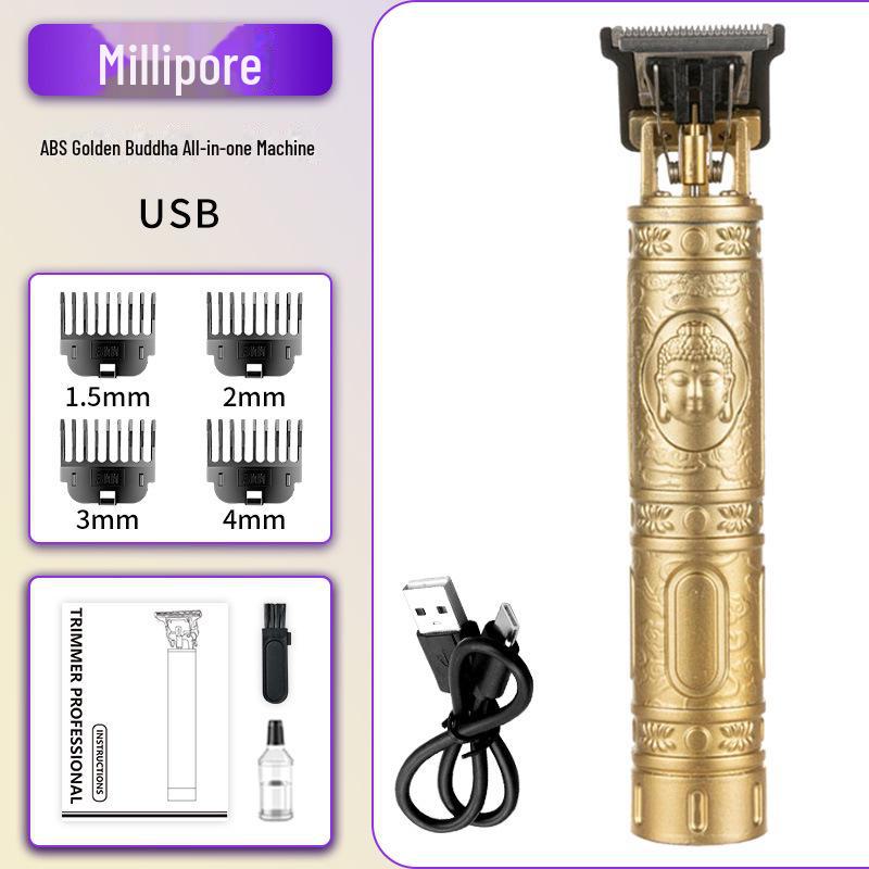 

Електрична машинка для стрижки волосся T9: Точний інструмент для різьблення та гоління з технологією масляної головки для домашнього використання Buddha head integrated machine золотистий