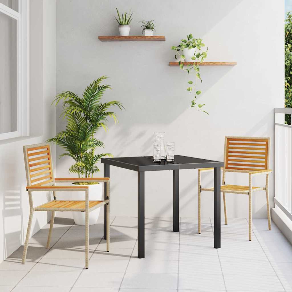 Garden Stackable Chairs 2 Pcs Brown and Beige 54 X 56 X 90 Cm