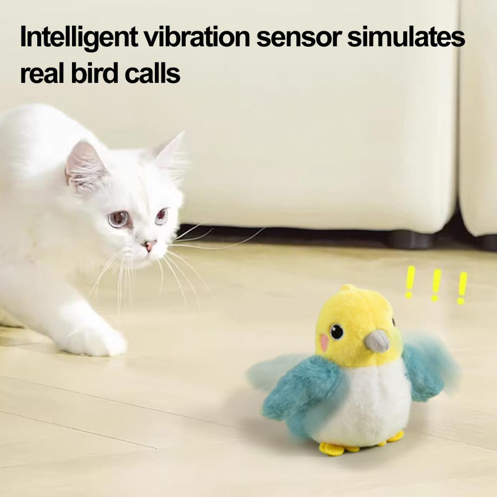 Cat Toy Electric Birds Rechargeable Plush Chirping Birds Flapping Wings Interactive Cat Toy for Indoor Outdoor Toy
