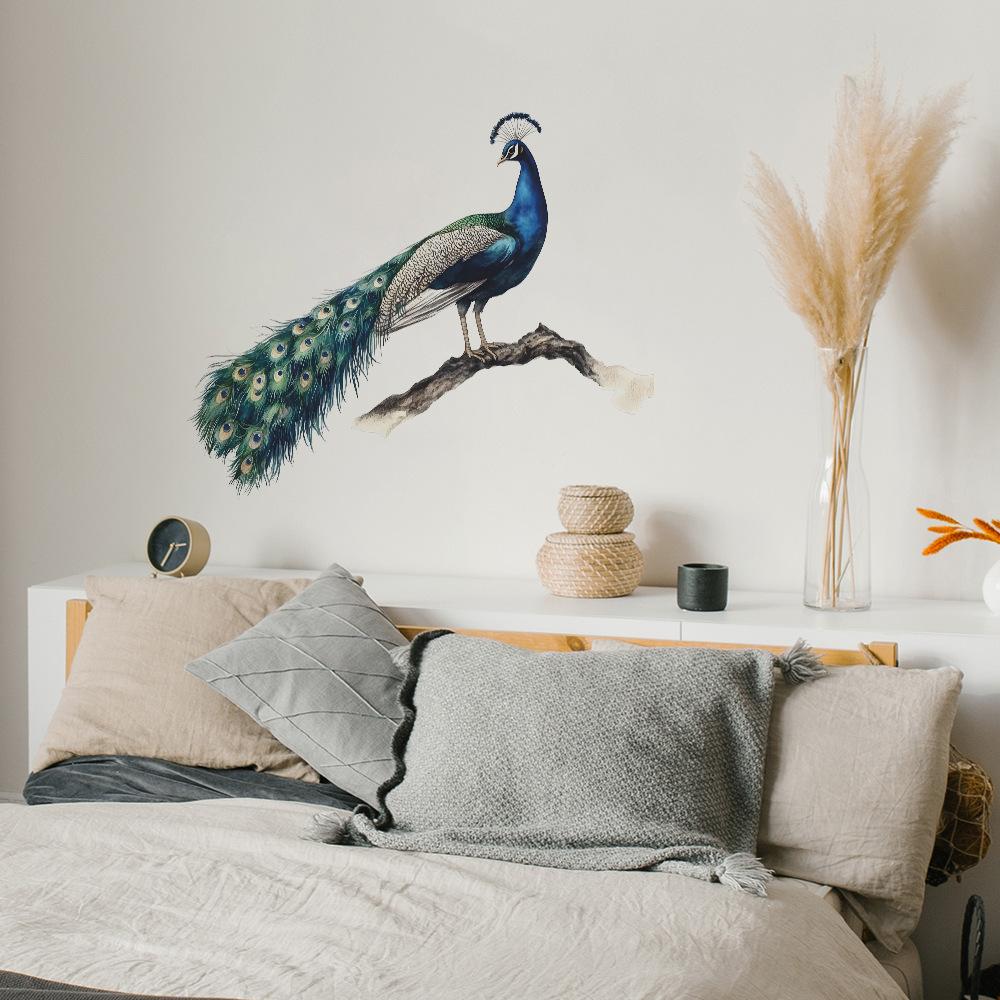Elegant Peacock Bedroom Living Room Study Home Background Beautification and Decoration Wall Stickers