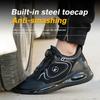 Moda impermeável superior homens sapatos de segurança botão girado biqueira de aço tênis anti-facada anti-esmagamento sapatos de trabalho homem botas de segurança de trabalho luz