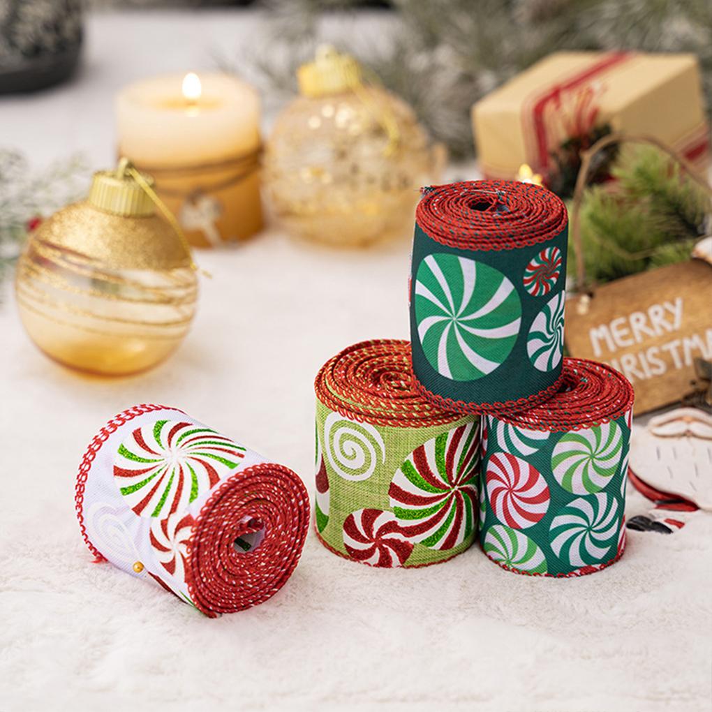 Stoff Glitzernde Süßigkeiten-Ranke Gewebtes Band Weihnachtsdekoration DIY Basteln Weihnachts-Drahtkantenband