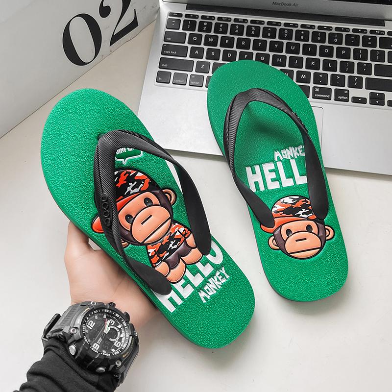 Fashion 2024 summer new men's cartoon flip-flops fashion casual comfortable flat beach men's shoes home wading sandals non-slip