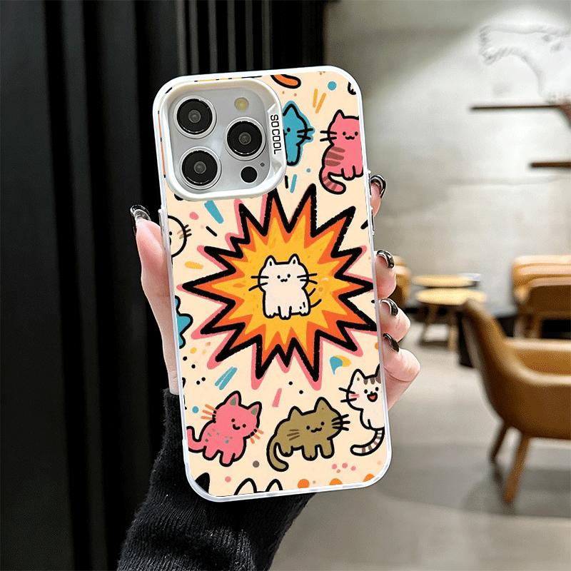 

Cartoon Cute Cats Theme Soft Phone Case for iPhone 15 16 17 Pro Max 17Air 16E 14 Plus 13 12 Mini Shockproof Cover Back Shell iPhone 15 Plus